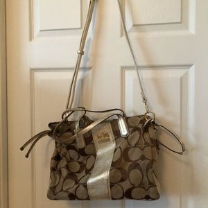 Coach Signature Purse, Khakl with Gold Trim